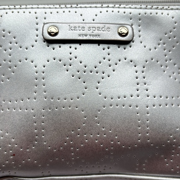 Kate Spade New York Little Shiloh Metro Spade silver shimmer cosmetic bag - Picture 2 of 8